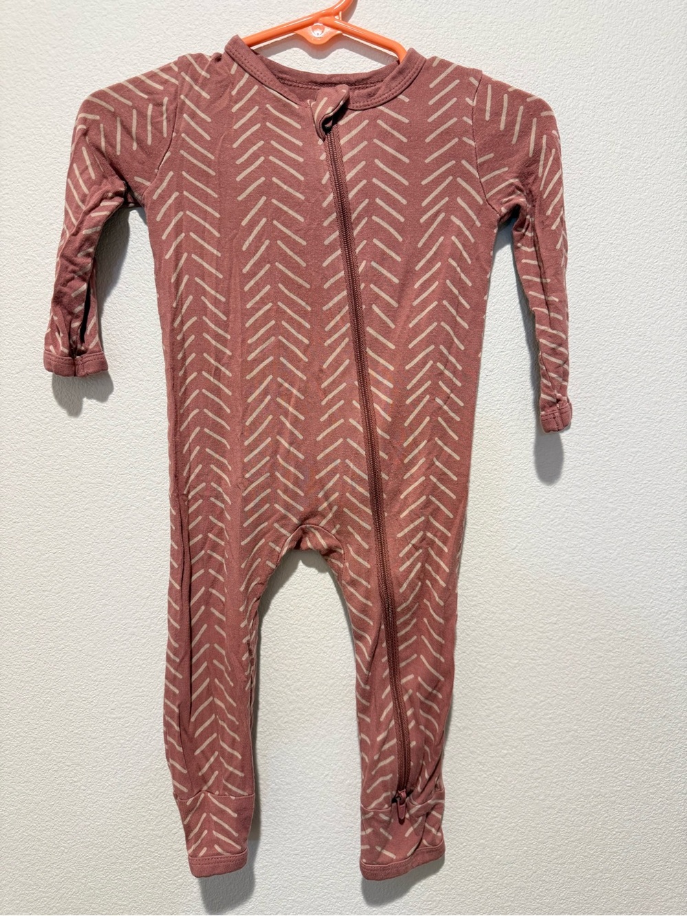 Kyte Baby Dusty Rose Herringbone Zippered Romper